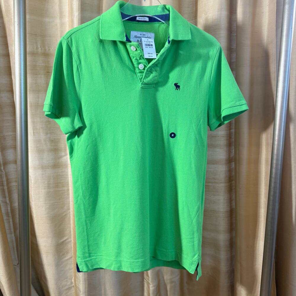Y2K Abercrombie & Fitch Polo Shirt Mens Muscle Fit Moose Logo NEW - Picture 8 of 9